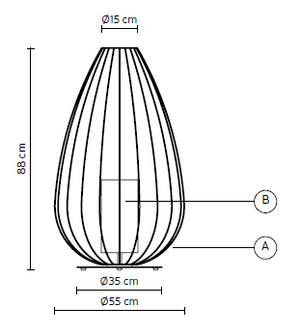 Immagine dimensioni lampada da terra karman diametro 55