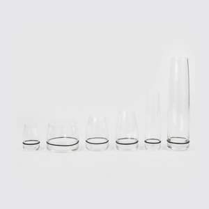 ecletty ovio opalino bicchieri per acqua, liquore, vino e whisky con anello in silicone nero set da 6
