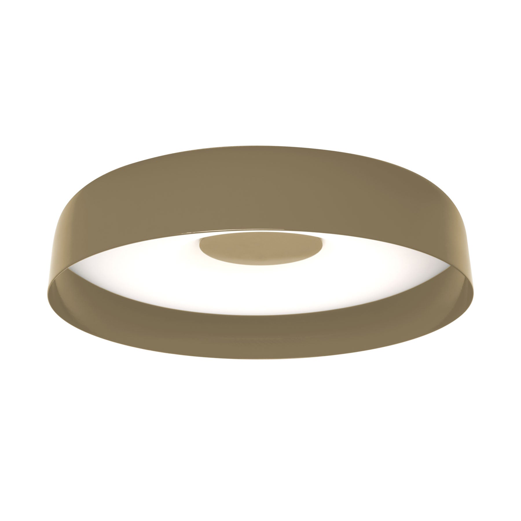 Plafoniera moderna Papavero di Martinelli Luce, finitura ottone, dimensione grande, su sfondo neutro, con diffusore in metacrilato.