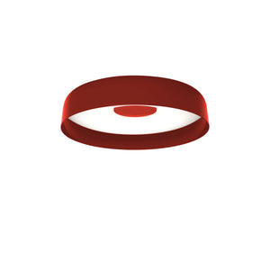 Plafoniera di design Papavero di Martinelli Luce, finitura rosso papavero, dimensione piccola, su sfondo neutro, con diffusore in metacrilato.