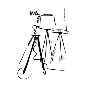 Bozzetto della lampada da terra Eva disegnata per Martinelli Luce.