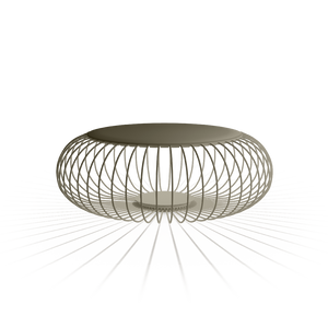 Sgabello luminoso da esterno Meridiano 4715 di Vibia in finitura kaki, con struttura in bacchette d'acciaio.