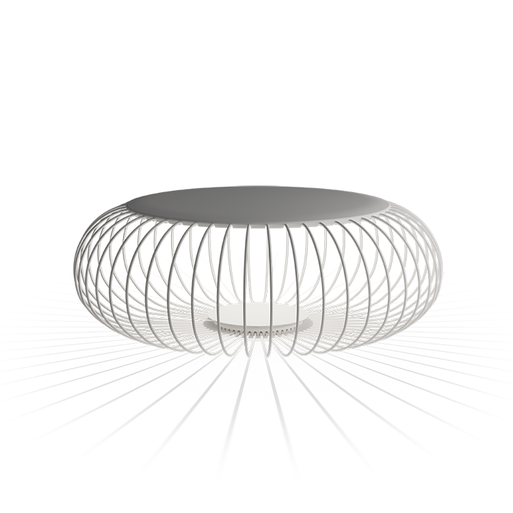 Sgabello luminoso da esterno Meridiano 4715 di Vibia in finitura off-white, con struttura in bacchette d'acciaio.