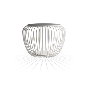 Tavolino luminoso da esterno Meridiano 4720 di Vibia in finitura off-white, design multifunzione.