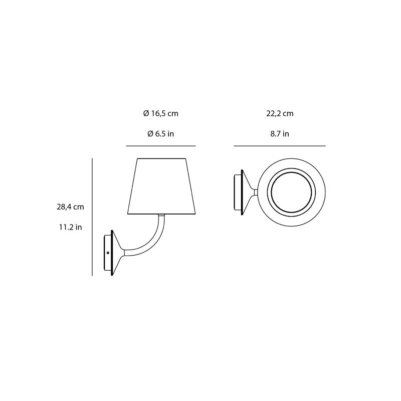 ecletty lampada da parete Poldina da 230V misure